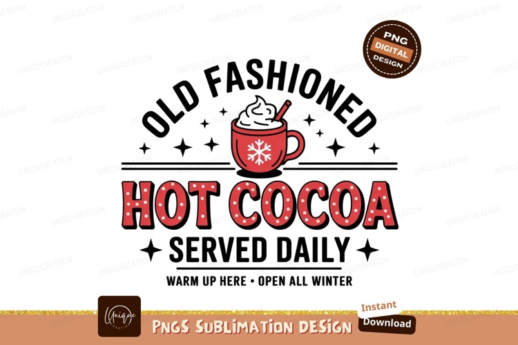 Old Fashioned Hot Cocoa Vector Design example image 1