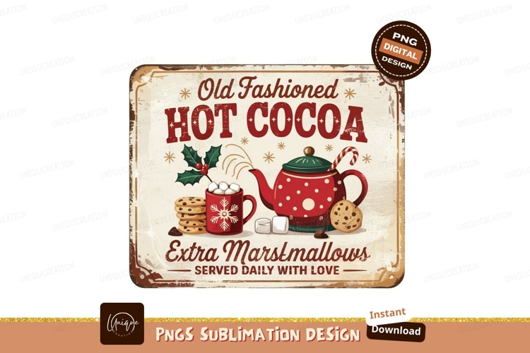Old Fashioned Hot Cocoa Sign Illustration example image 1