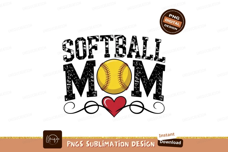 Softball mom design graphic sublimation png