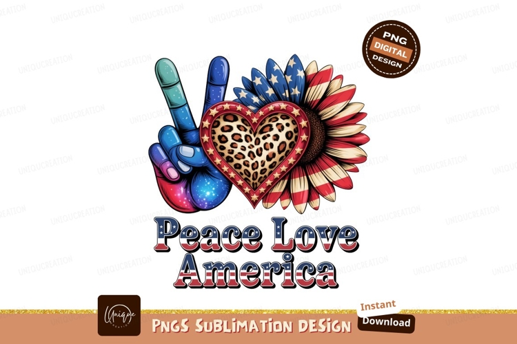 Peace love america isolated on transparent background