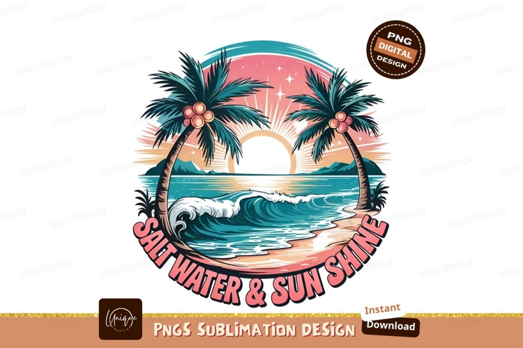 Saltwater and sunshine isolated on transparent background example image 1