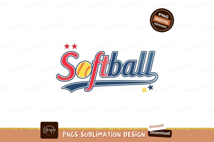 Softball text isolated on transparent background example image 1