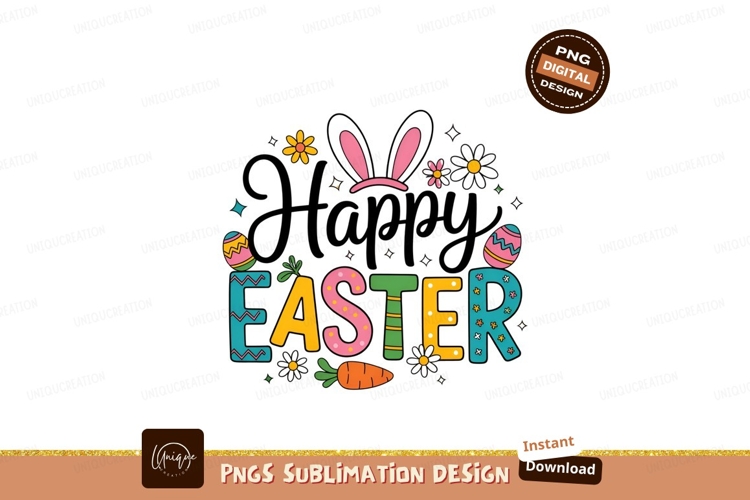 Happy easter isolated on transparent background