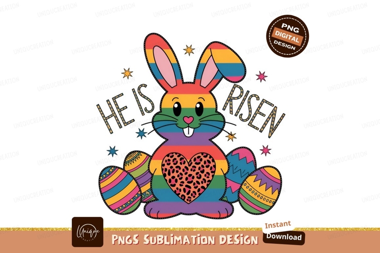 He is risen easter bunny sublimation png