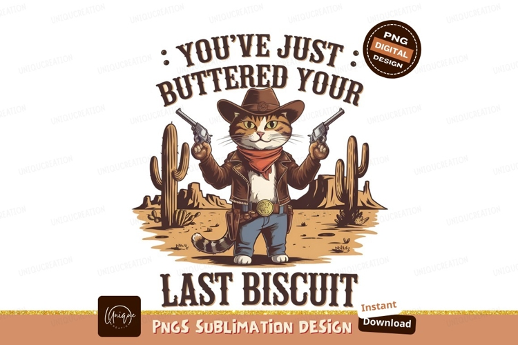 Cowboy cat with guns sublimation png
