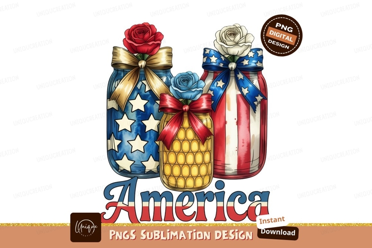 Patriotic jars design sublimation png