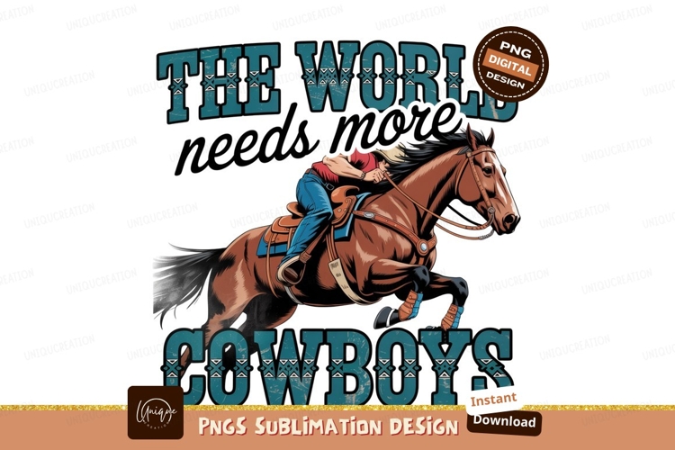 Cowboy riding horse sublimation png