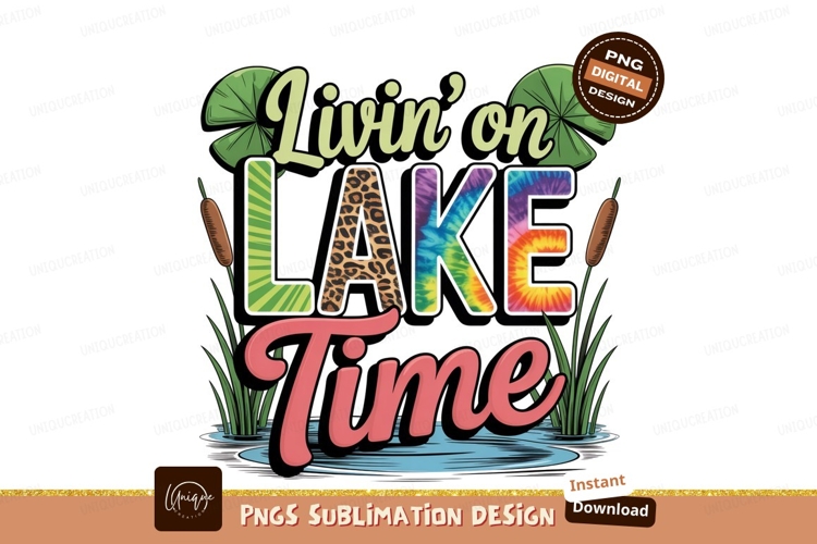 Lake time graphic isolated on transparent background
