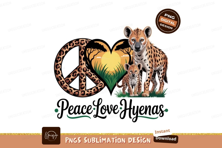 Hyenas with peace symbol isolated sublimation png