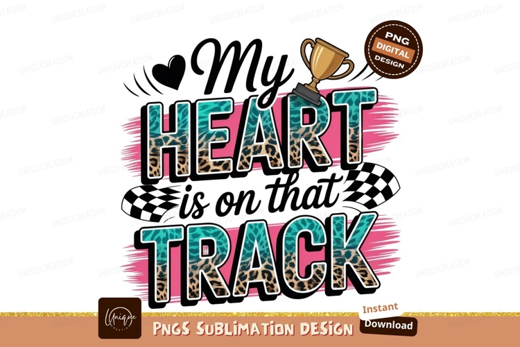Heart on track design sublimation png