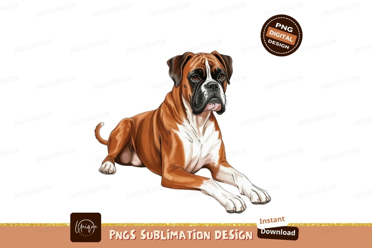 Boxer dog lying down sublimation png