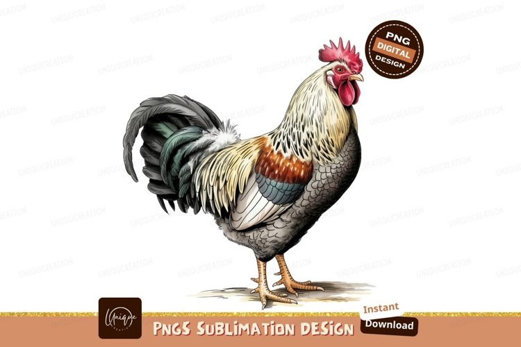 Rooster isolated on transparent background sublimation png example image 1