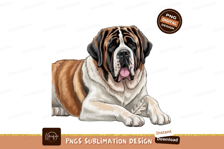 Saint bernard dog lying down sublimation png