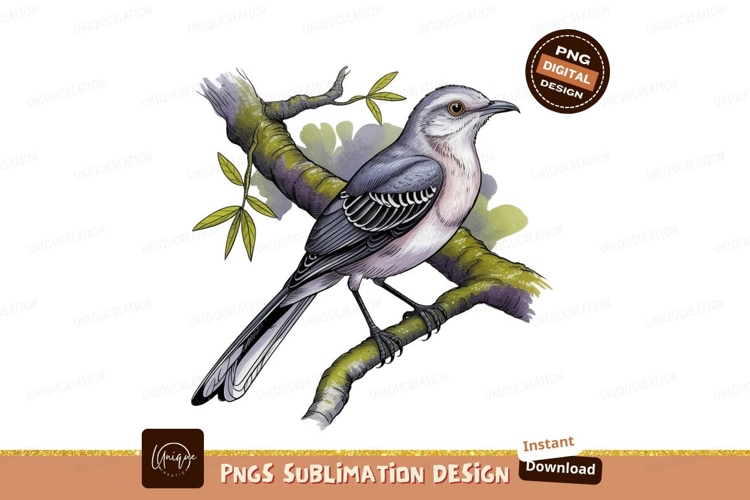 Mockingbird on branch sublimation png
