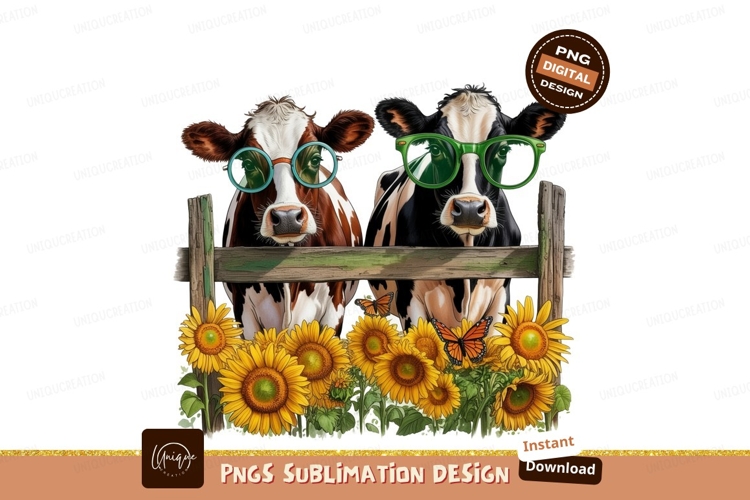 Cows with sunflowers png