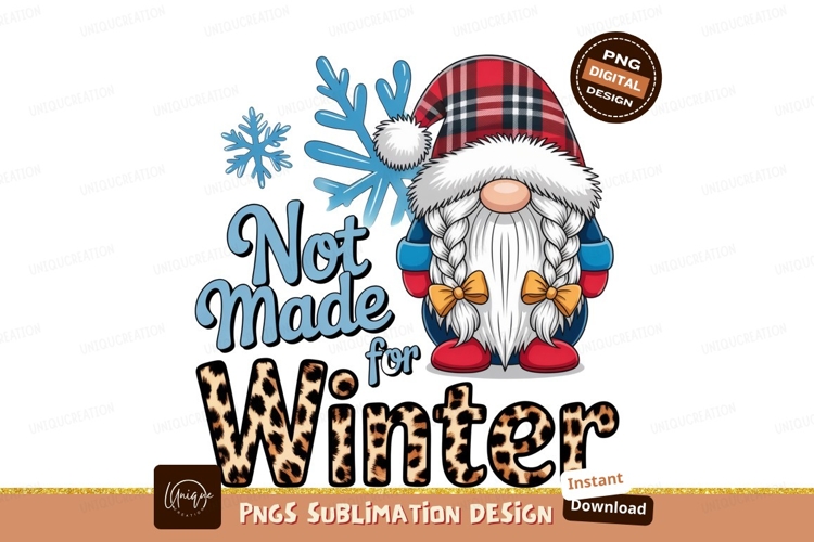Winter gnome with snowflake sublimation png