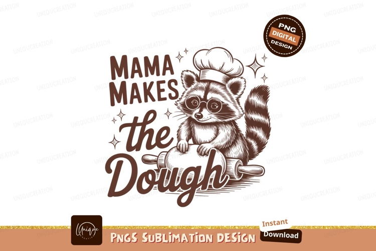 Raccoon baker makes dough sublimation png