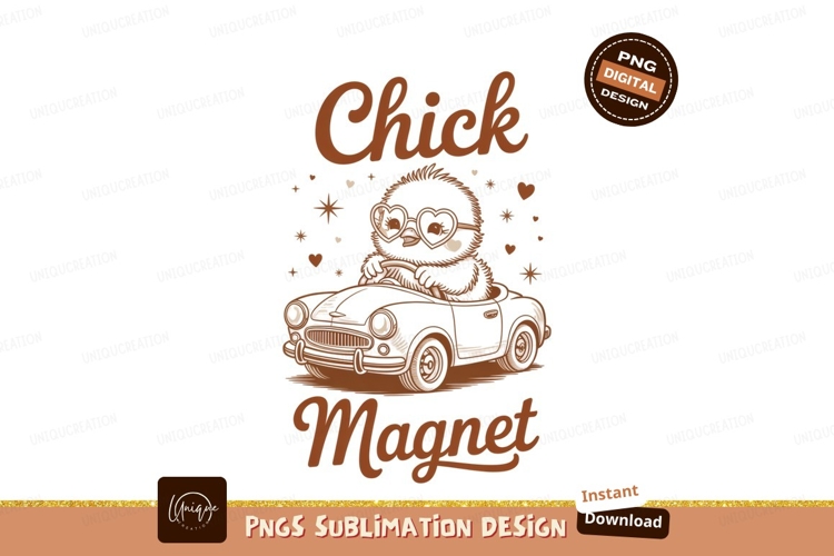 Chick driving car sublimation png