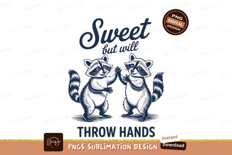 Two raccoons fighting sublimation png