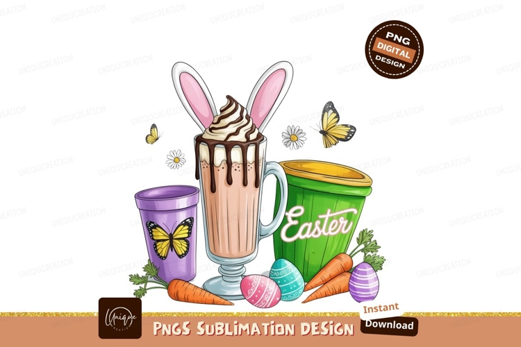 Easter bunny drink sublimation png