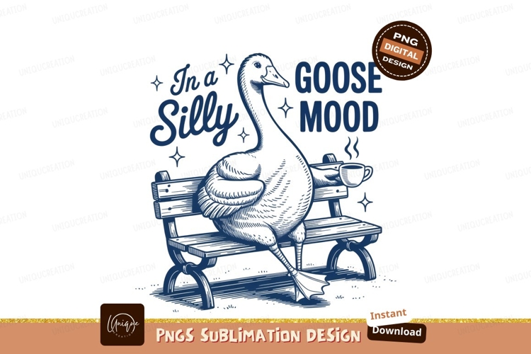 Goose on bench isolated on transparent background sublimatio