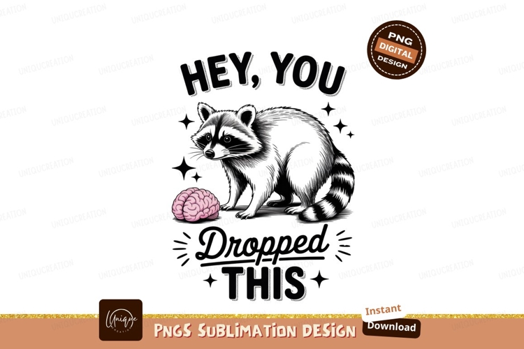 Raccoon with brain isolated on transparent background sublim