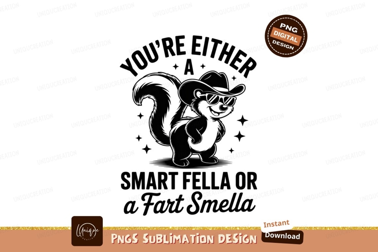 Cartoon skunk cowboy sublimation png