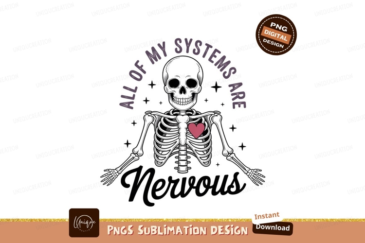 Nervous skeleton with heart sublimation png