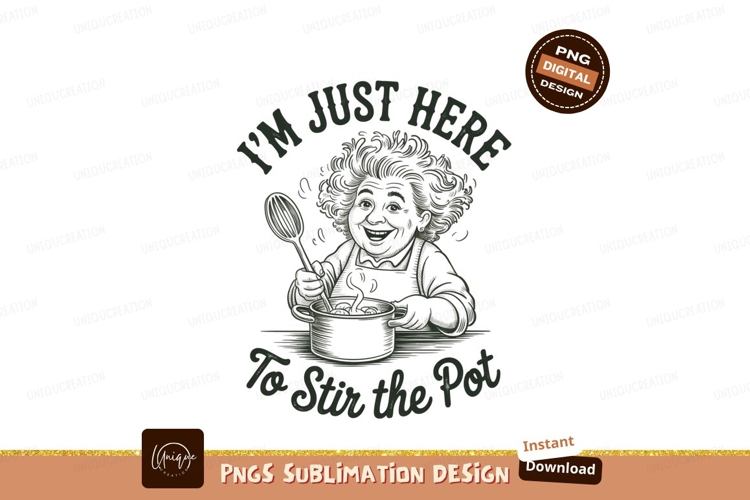 Grandma stirs the pot sublimation png