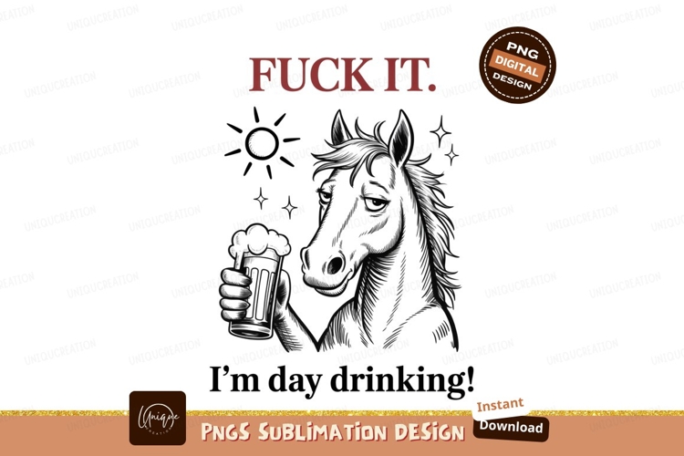 Horse day drinking beer sublimation png
