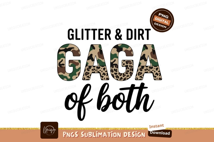Glitter and dirt gaga cartoon sublimation png