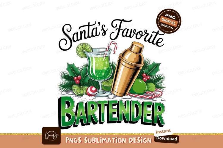 Santas favorite bartender sublimation png