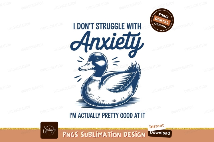 Duck with anxiety sublimation png
