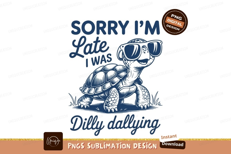 Turtle dillydallying sublimation png