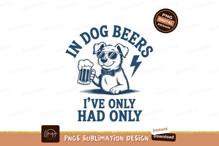 Dog with beer isolated on transparent background sublimation
