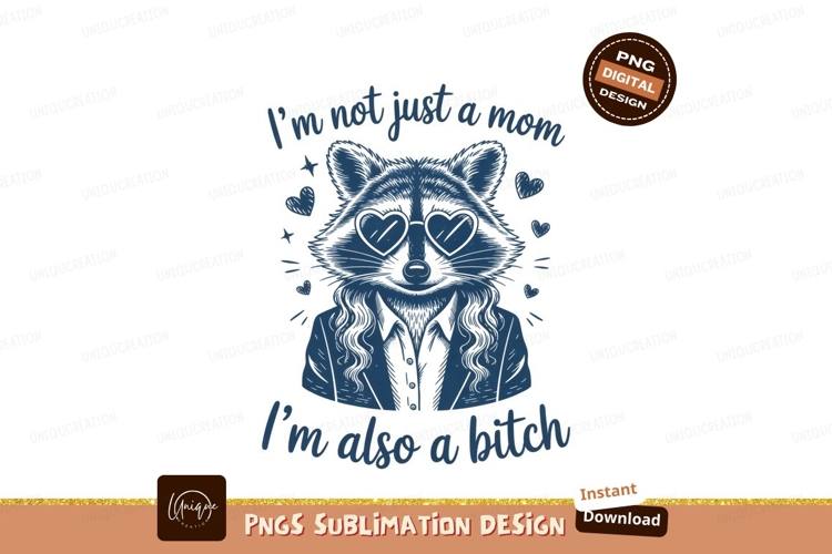 Raccoon mom isolated on transparent background sublimation p