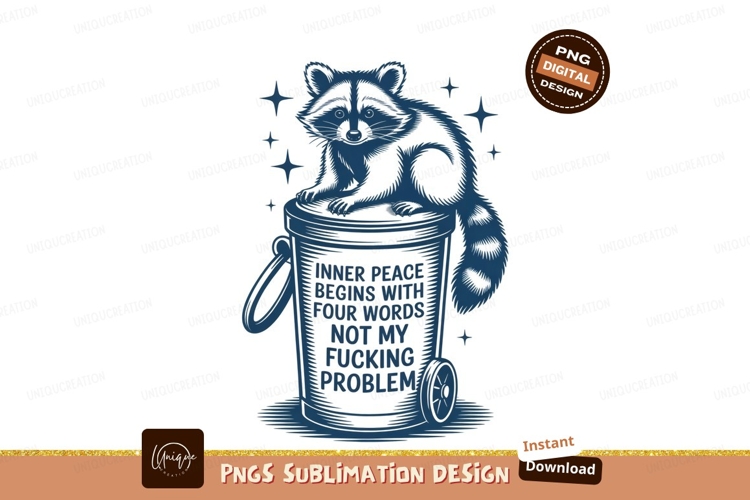 Raccoon on trash isolated on transparent background sublimat
