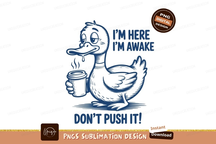 Duck with coffee sublimation png