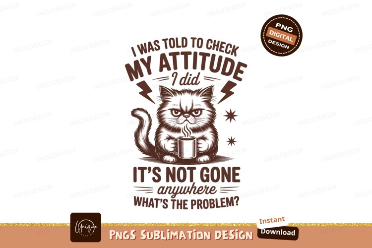 Grumpy cat with coffee sublimation png