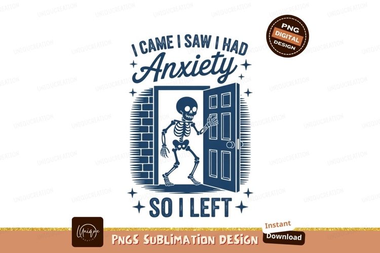 Skeleton leaving anxiety sublimation png