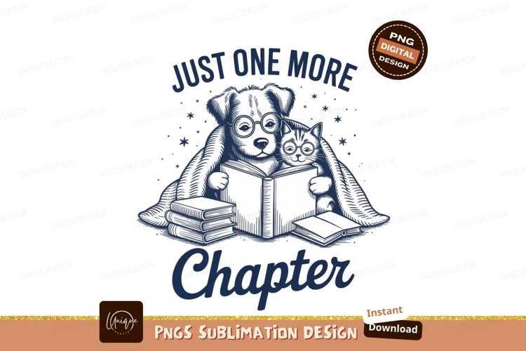 Dog and cat reading sublimation png
