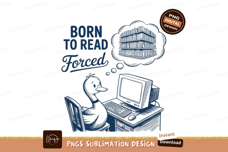 Duck reading books sublimation png