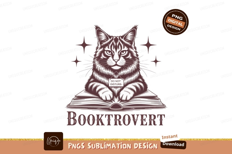 Cat on book design sublimation png