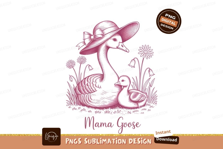 Mama goose with baby sublimation png