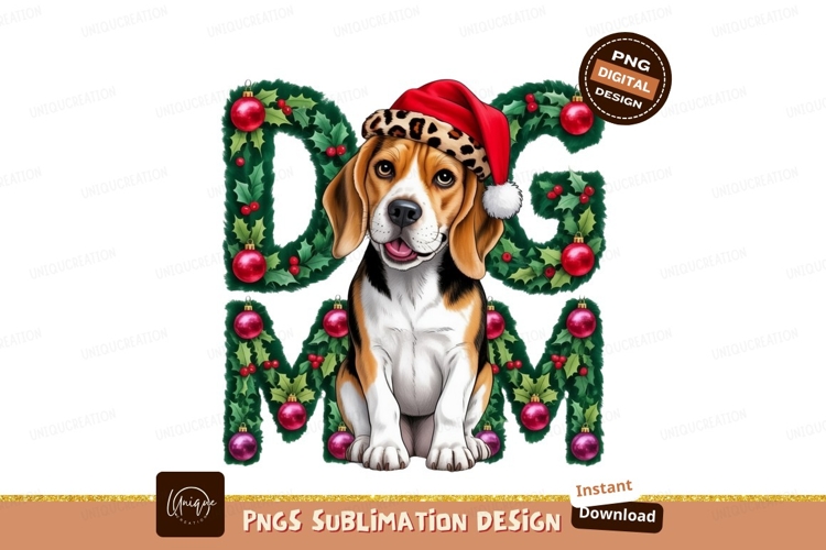 Beagle with christmas wreath sublimation png