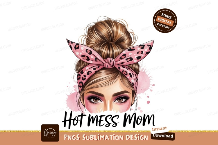 Messy Bun Mom Leopard Print Headband hair