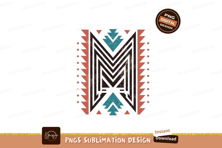 Tribal geometric letter m design image example image 1
