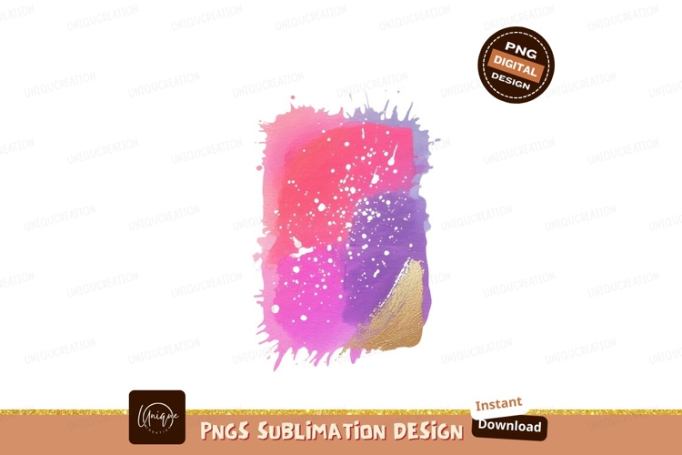Pink purple gold watercolor splash image