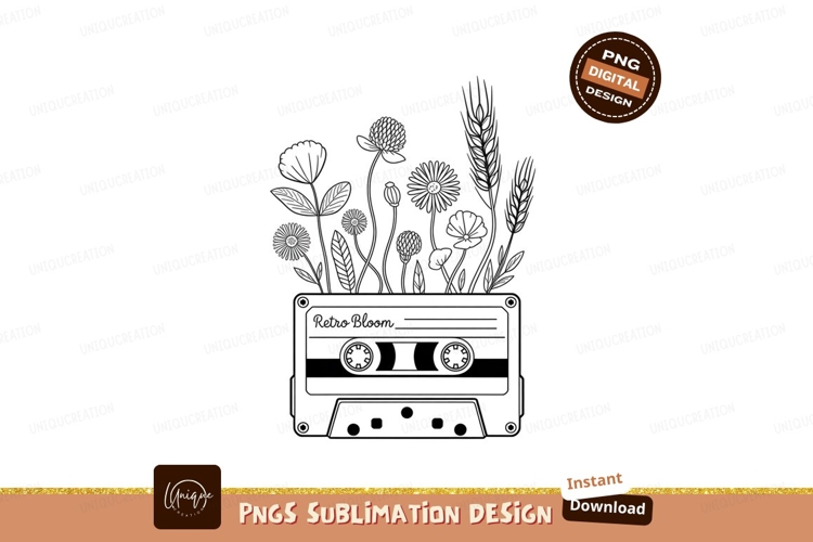 Cassette tape with floral arrangement flowers retro