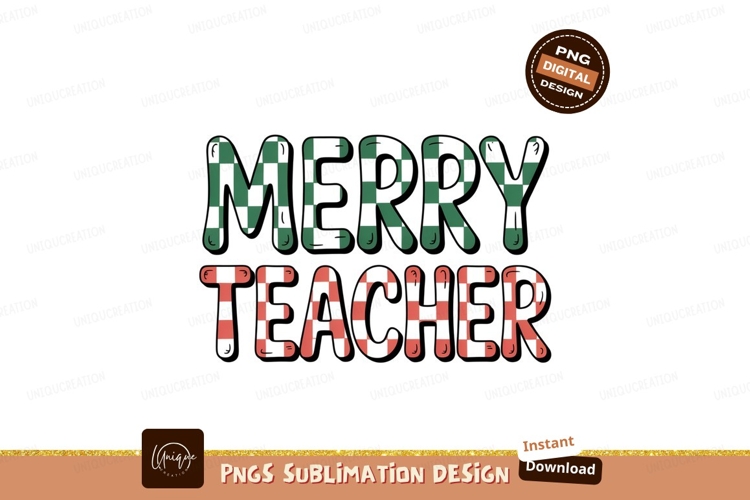 Merry Teacher Text Design green